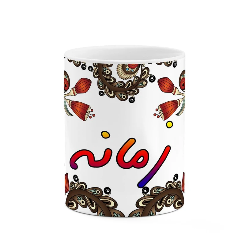 ماگ کاکتی مدل اسم زمانه طرح سنتی گل و بته کد mgh45405