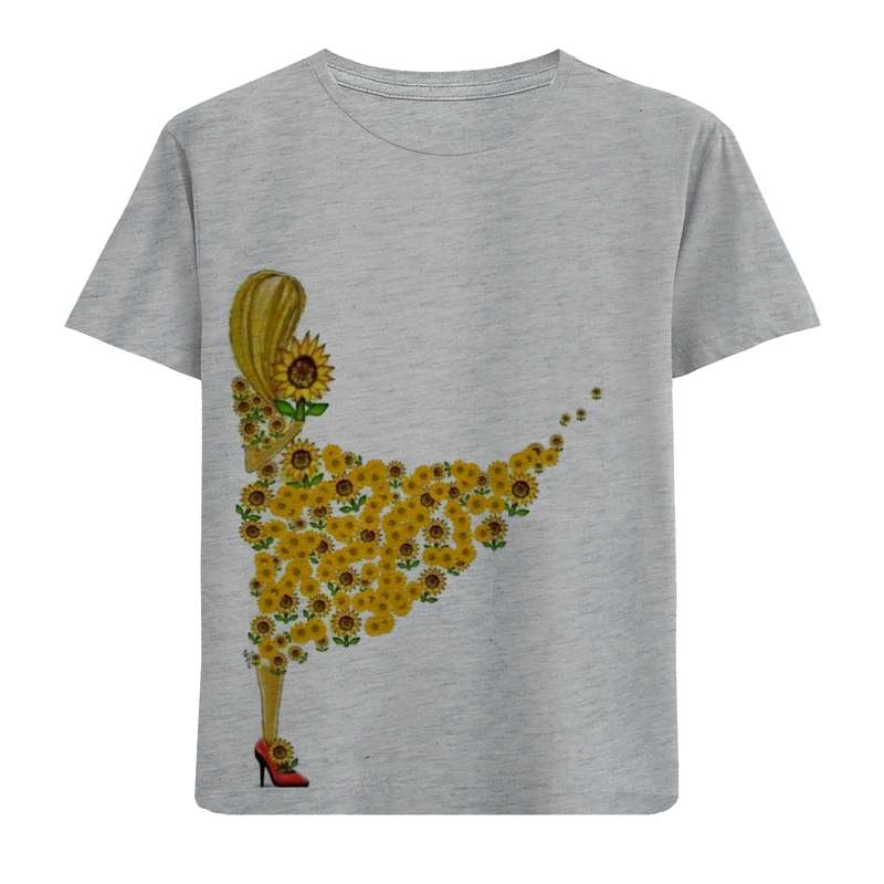 تی شرت آستین کوتاه دخترانه مدل دختر دامن آفتابگردونی D133