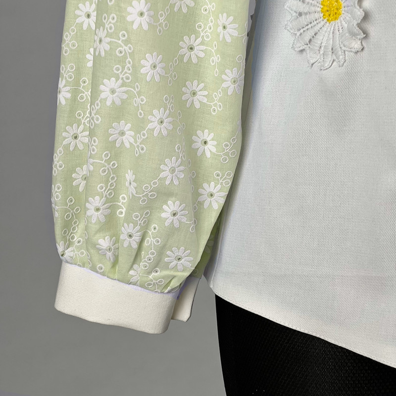 شومیز آستین بلند زنانه مدل گل آفتابگردان کد AK1148 رنگ لیمویی