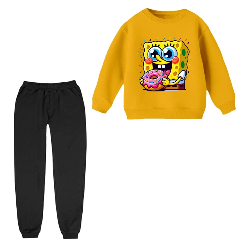 ست سویشرت و شلوار راحتی بچگانه مدل باب اسفنجی کد 6