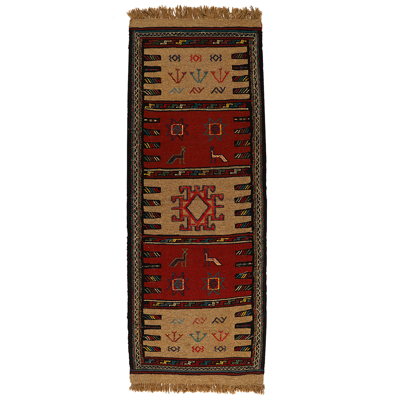 گلیم دستبافت کناره طول دو متر کد 140235