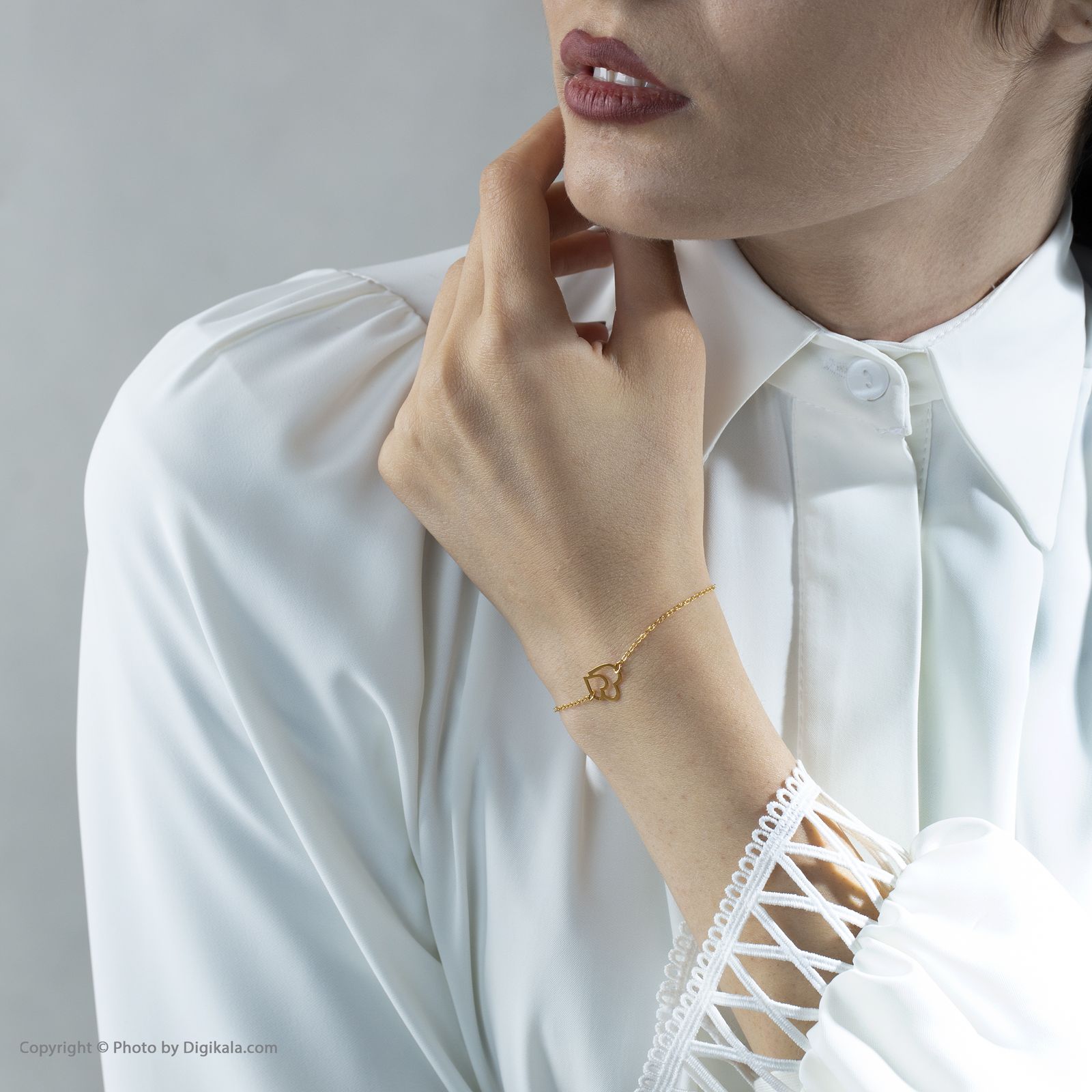 دستبند طلا 18 عیار زنانه مایا ماهک مدل MB0957 طرح دو قلب -  - 5