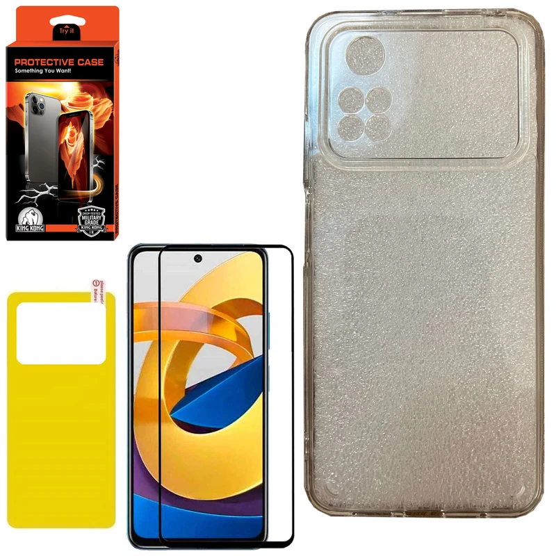 کاور کینگ کونگ مدل PCAAA مناسب برای گوشی موبایل شیائومی Poco M4 Pro 4G به همراه محافظ صفحه نمایش و محافظ پشت گوشی