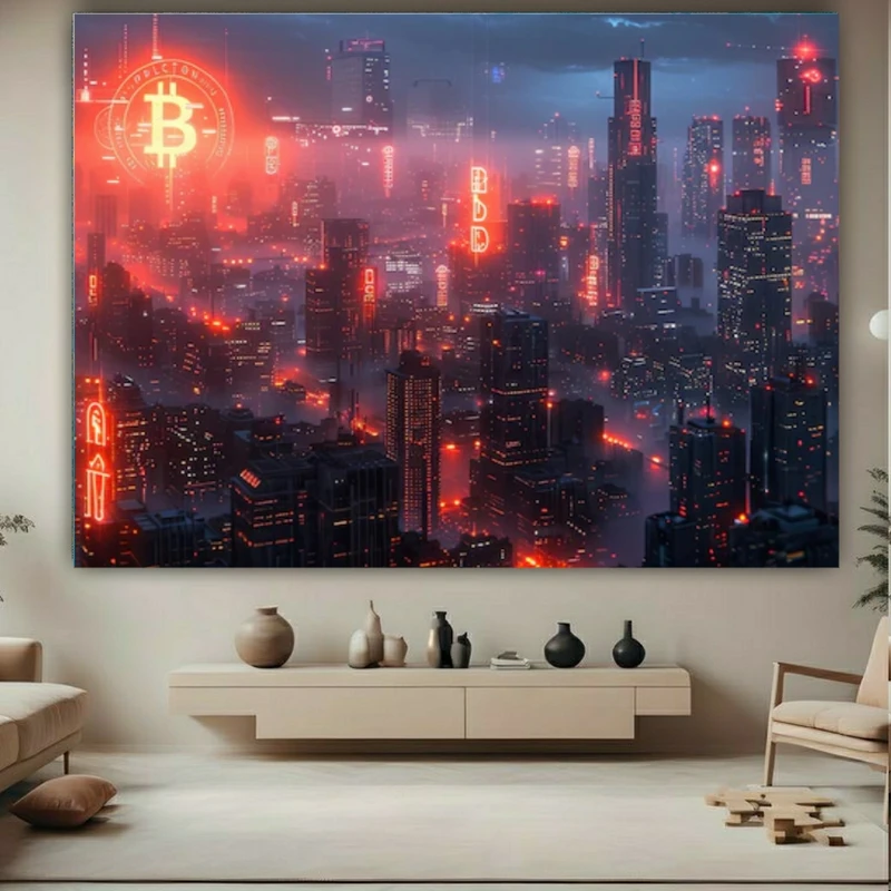 پوستر طرح مخمل بیت کوین مدل ارز دیجیتال کد FP105624