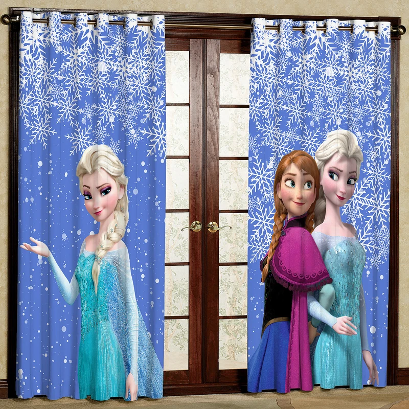 پرده مدل کارتون السا و آنا هازان پانچی کد 4464a سایز 140x200 سانتی متر