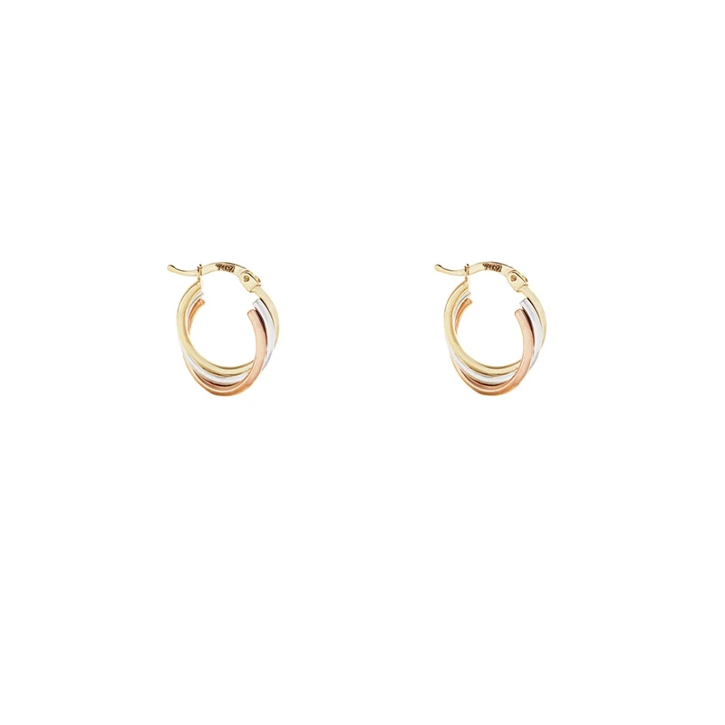 گوشواره حلقه‌ای طلا 18 عیار زنانه با طرح کارتیه الی گالری مدل حلقه 3