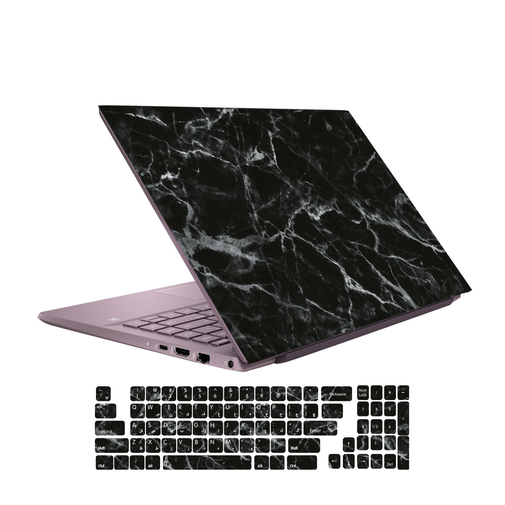 استیکر لپ تاپ گراسیپا طرح Marbel مناسب برای لپ تاپ 15 اینچی به همراه برچسب حروف فارسی کیبورد