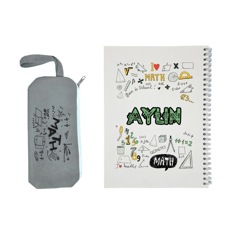 دفتر مشق 50 برگ طرح ریاضی مدل آیلین به همراه جامدادی