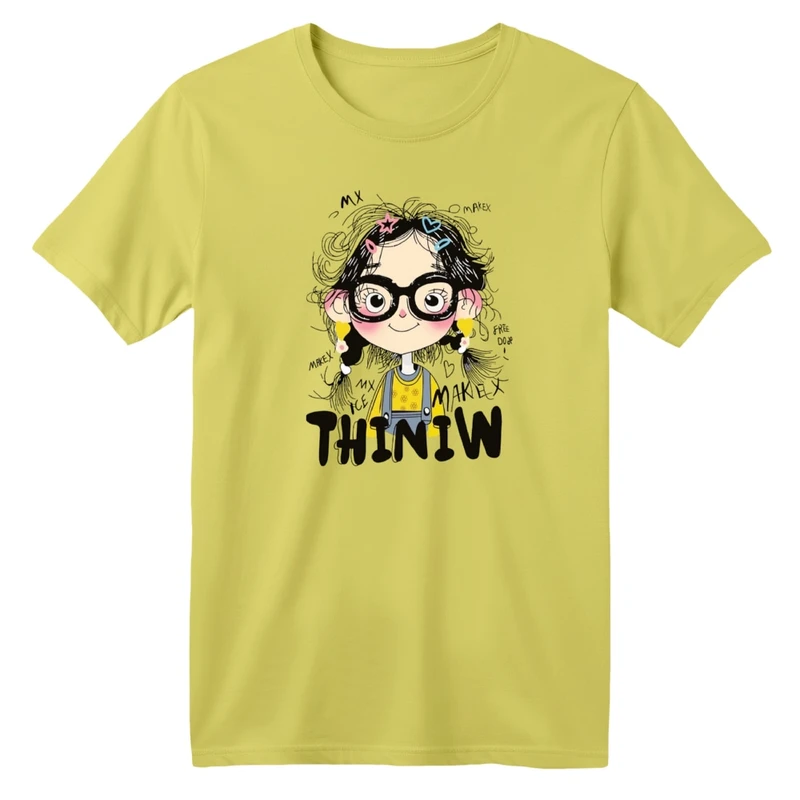 تی شرت آستین کوتاه بچگانه مدل دخترک عینک