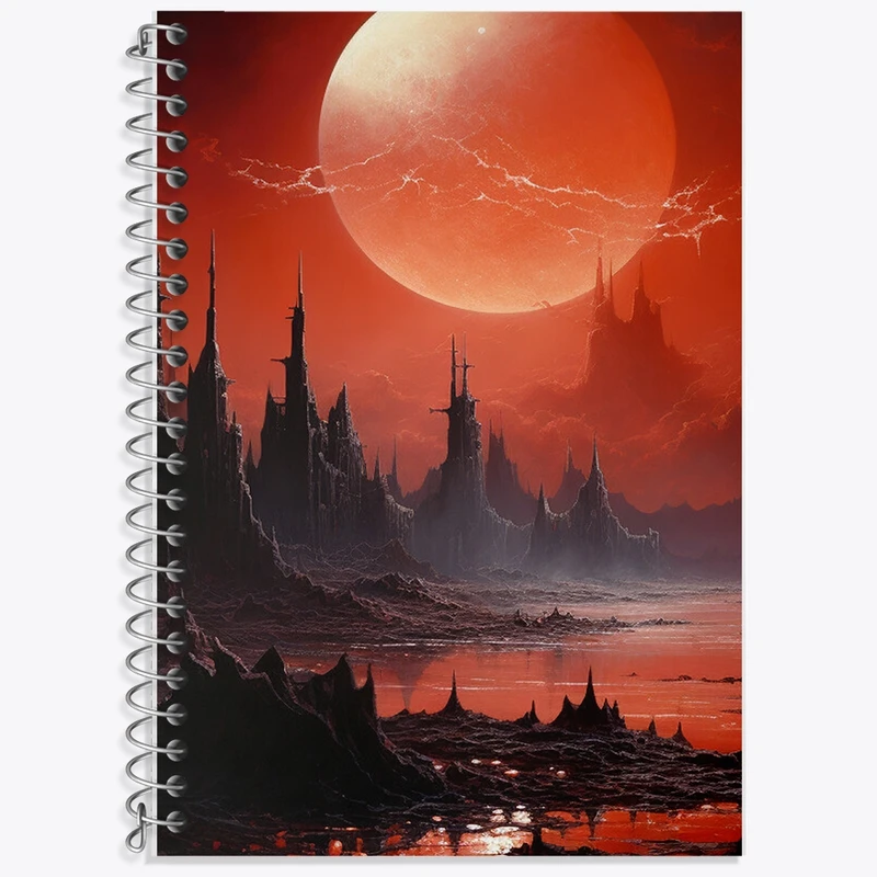 دفتر زبان 50 برگ خندالو مدل سه خط طرح منظره غروب کد F439