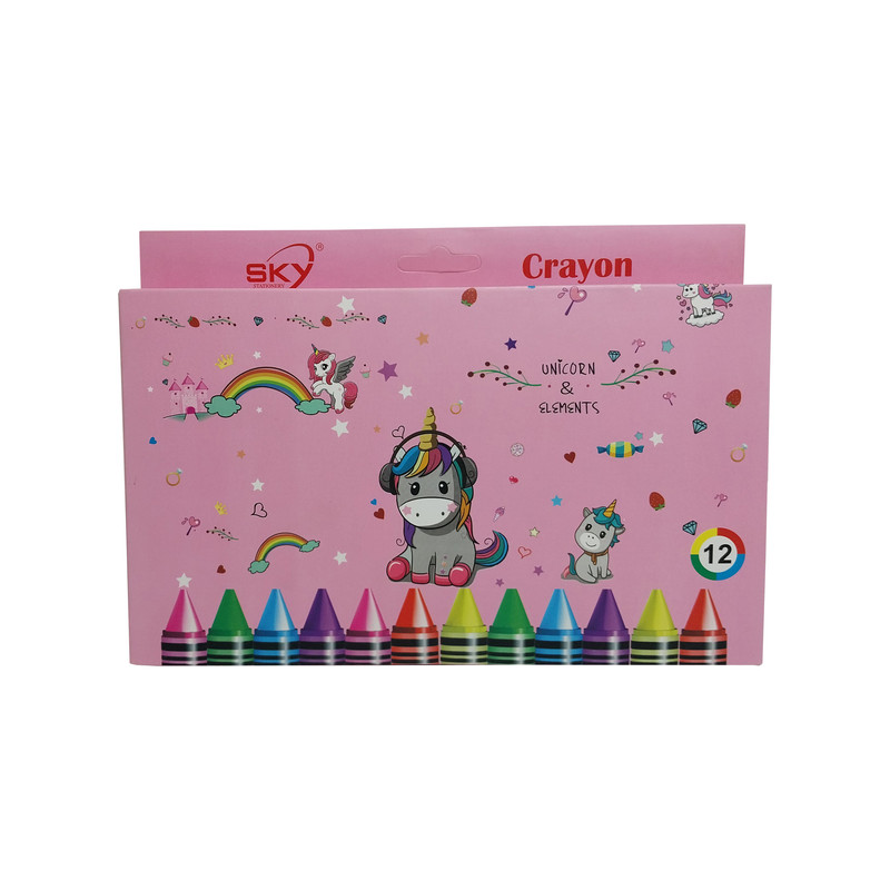 مداد شمعی 12 رنگ اسکای مدل یونیکورن