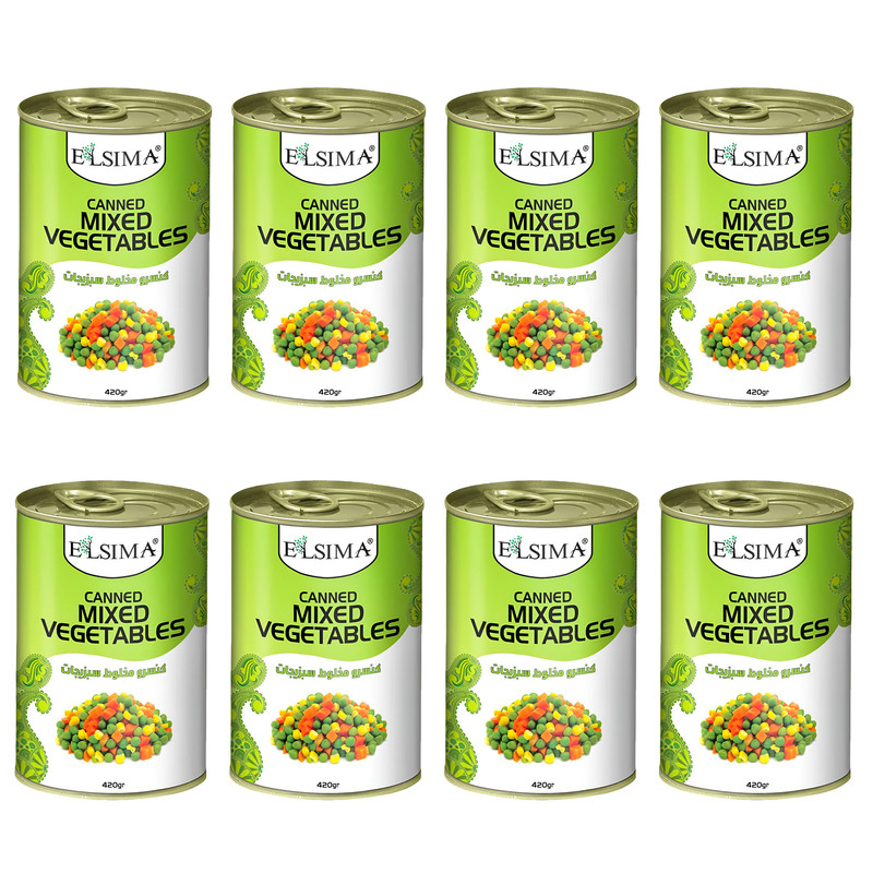 کنسرو مخلوط سبزیجات السیما - 420 گرم بسته 8 عددی