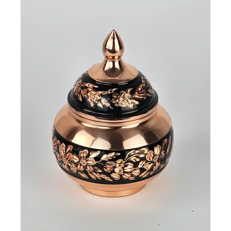 ست 3 تکه قندان و گلدان مسی مدل الماس تراش کد s16