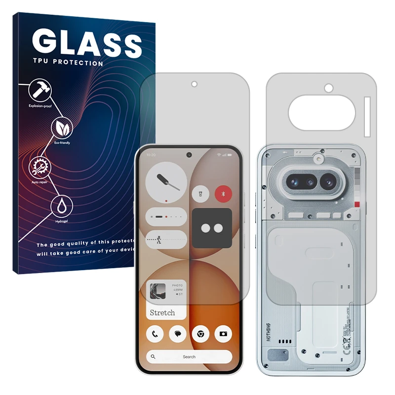 محافظ صفحه نمایش شفاف گلس مدل هیدروژلی مناسب برای گوشی موبایل ناتینگ Phone 4a به همراه محافظ پشت گوشی
