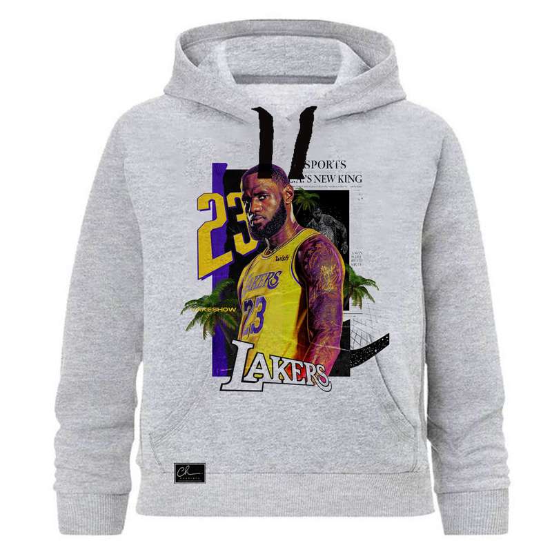 هودی پسرانه طرح لبرون کد J23 رنگ طوسی