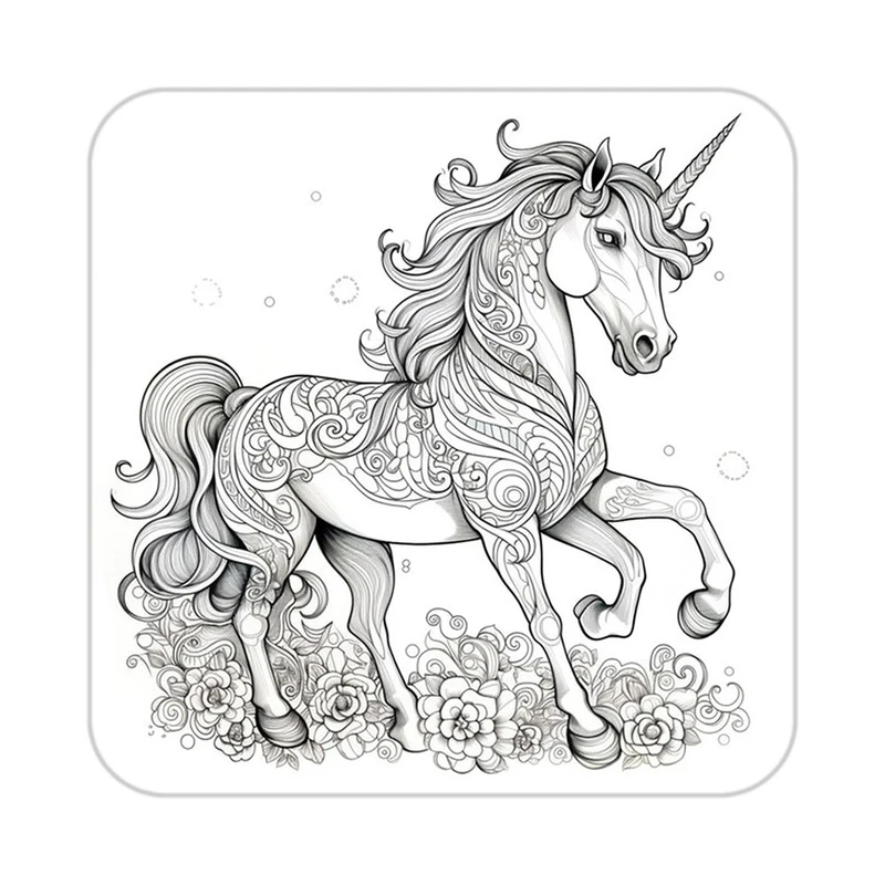 زیر لیوانی کاکتی طرح اسب تک شاخ و یونیکورن مدل mp30381