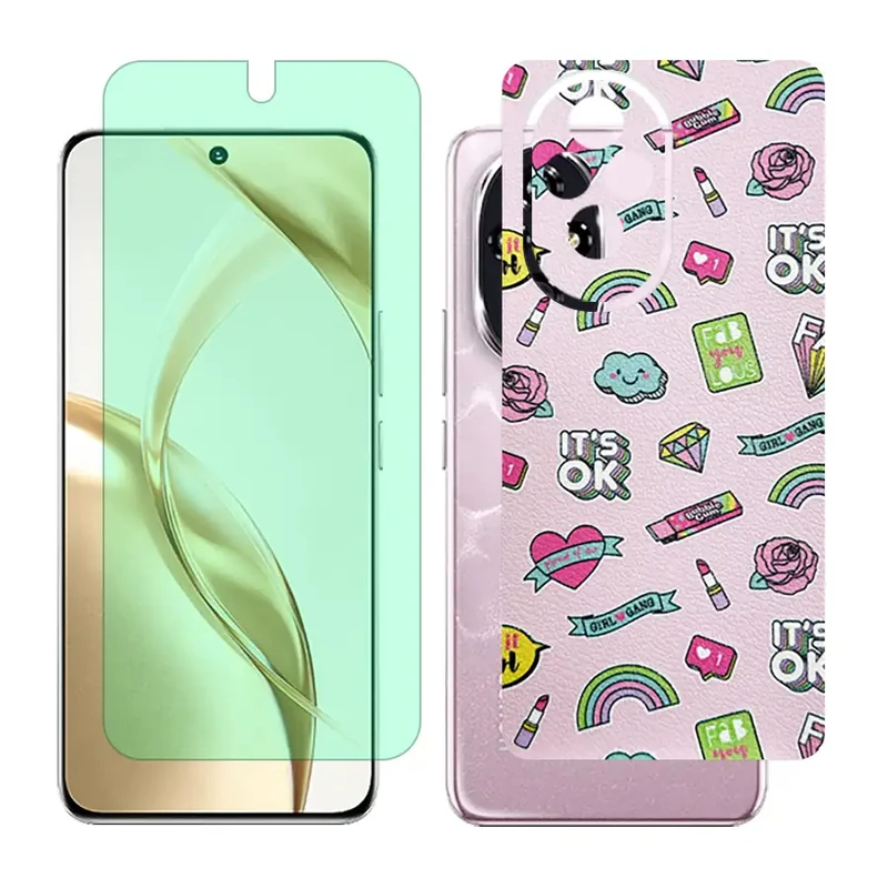 محافظ صفحه نمایش گرین لایت گلس مدل Together مناسب برای گوشی موبایل آنر 200 به  همراه برچسب پوششی پشت گوشی