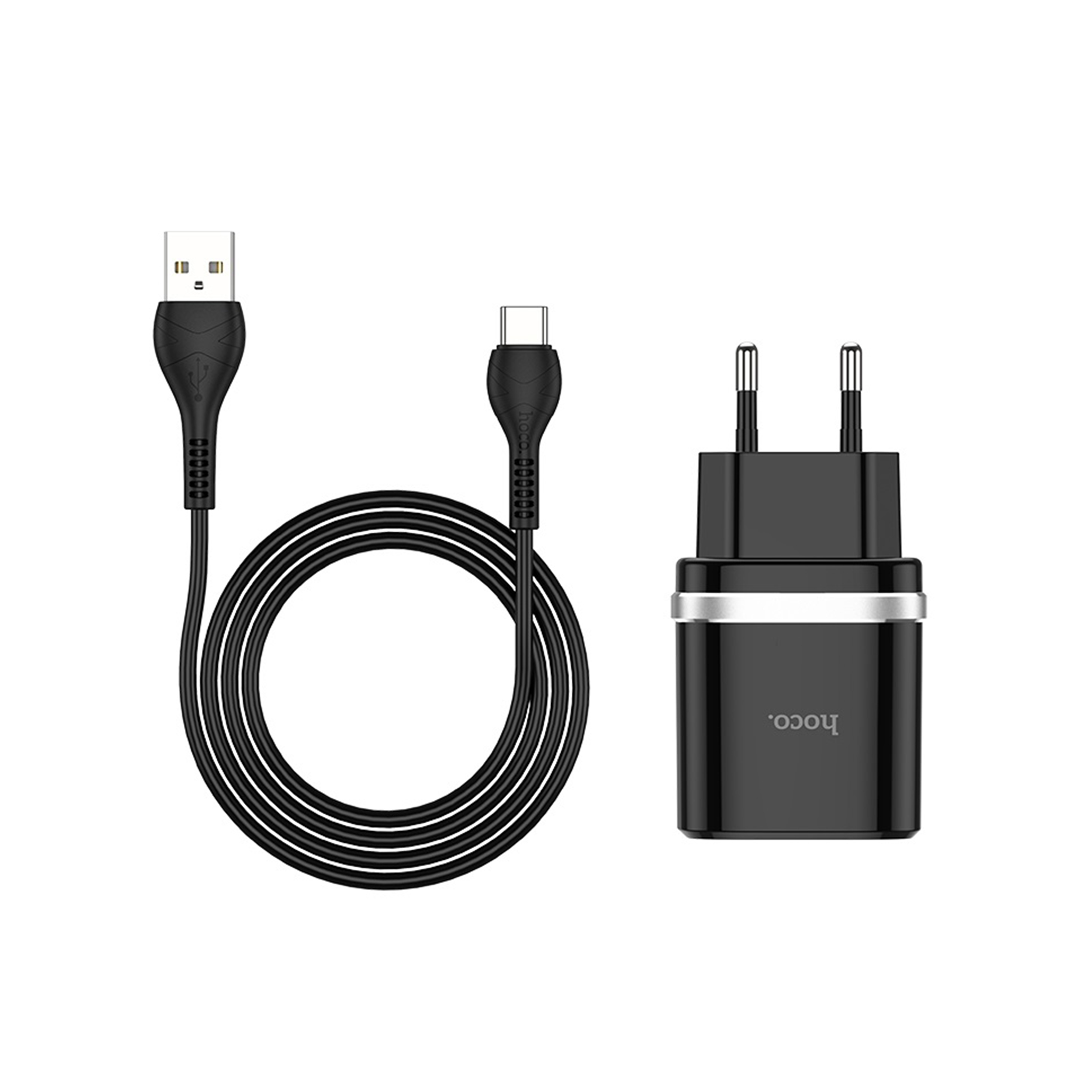 شارژر دیواری هوکو مدل C12Q به همراه کابل تبدیل USB-C