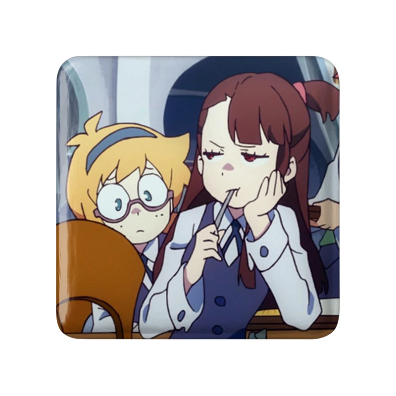 مگنت خندالو طرح اکو و لوته انیمه جادوگران کوچک Little Witch Academia  مدل مربعی کد 22929