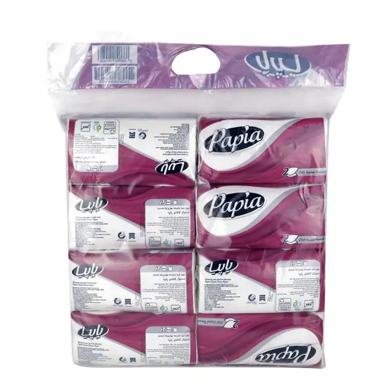 دستمال کاغذی 250 برگ پاپیا مدل اقتصادی کد 4c بسته 8 عددی