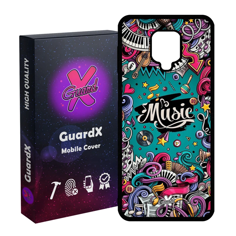 کاور گارد ایکس طرح Music مدل Glass10025 مناسب برای گوشی موبایل شیائومی Redmi Note 9S / Note 9 Pro / Note 9 Pro Max