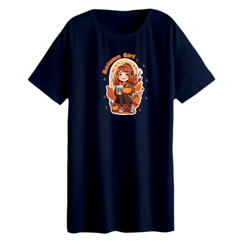 تی شرت لانگ آستین کوتاه زنانه مدل دخترک پاییزی