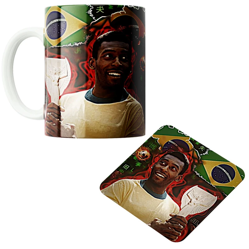 ماگ مدل بازیکن فوتبال پله کد 14 به همراه زیرلیوانی