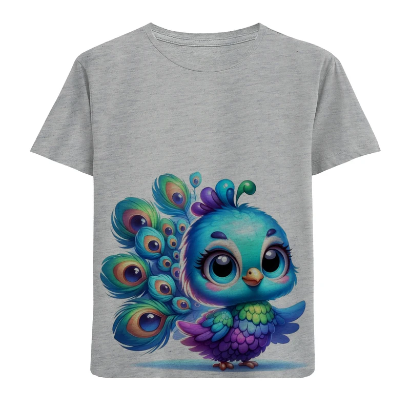 تی شرت آستین کوتاه دخترانه مدل پرنده F839