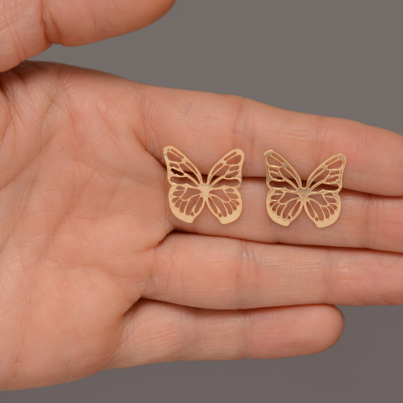 گوشواره طلا 18 عیار زنانه طلای مستجابی مدل پروانه کد 670176
