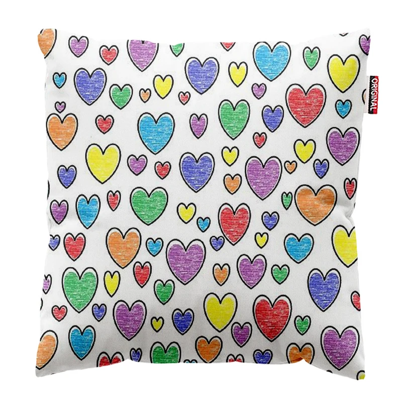 کوسن پاد آفرین طرح قلب های رنگی کد 3211 سایز 30*30 سانتی متر