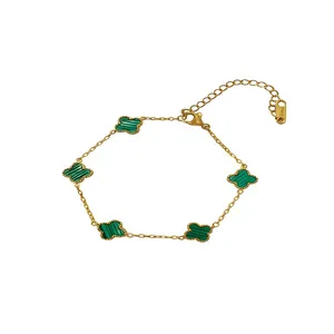 دستبند زنجیری زنانه مدل ونکلیف پنج گل