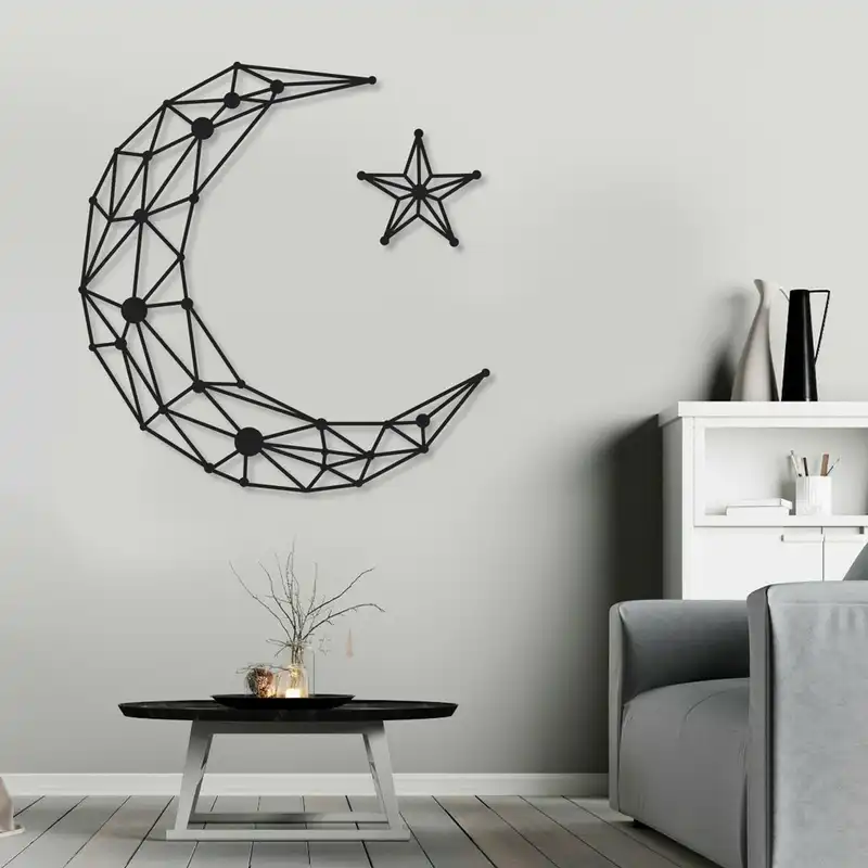 استیکر دیواری طرح ماه و ستاره مجموعه ۲ عددی