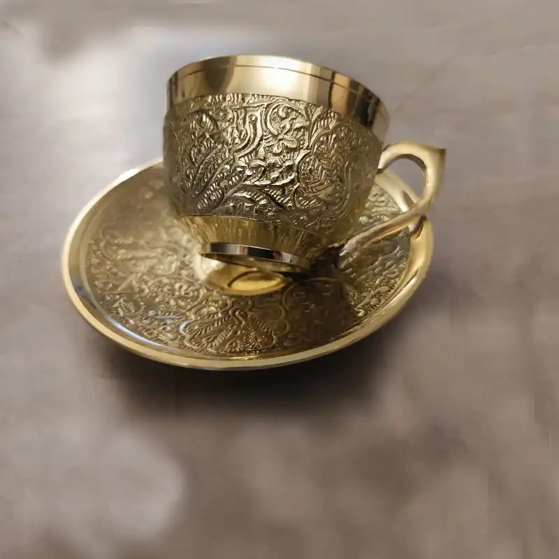 فنجان و نعلبکی برنجی کد112بسته 6 عددی