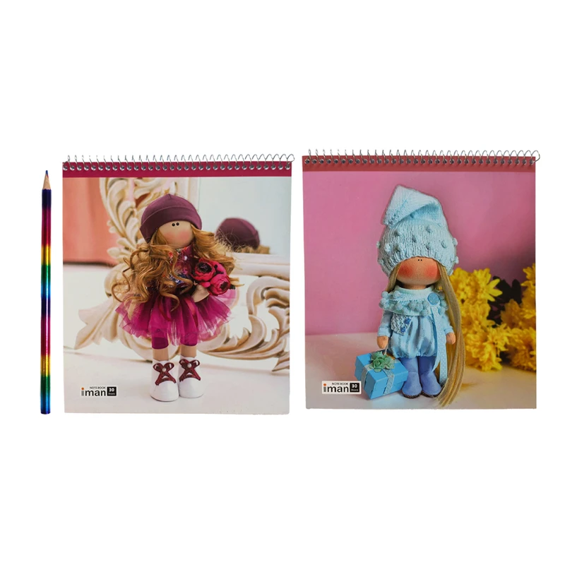 دفتر نقاشی 30 برگ ایمان مدل عروسکی به همراه مداد  بسته 3 عددی