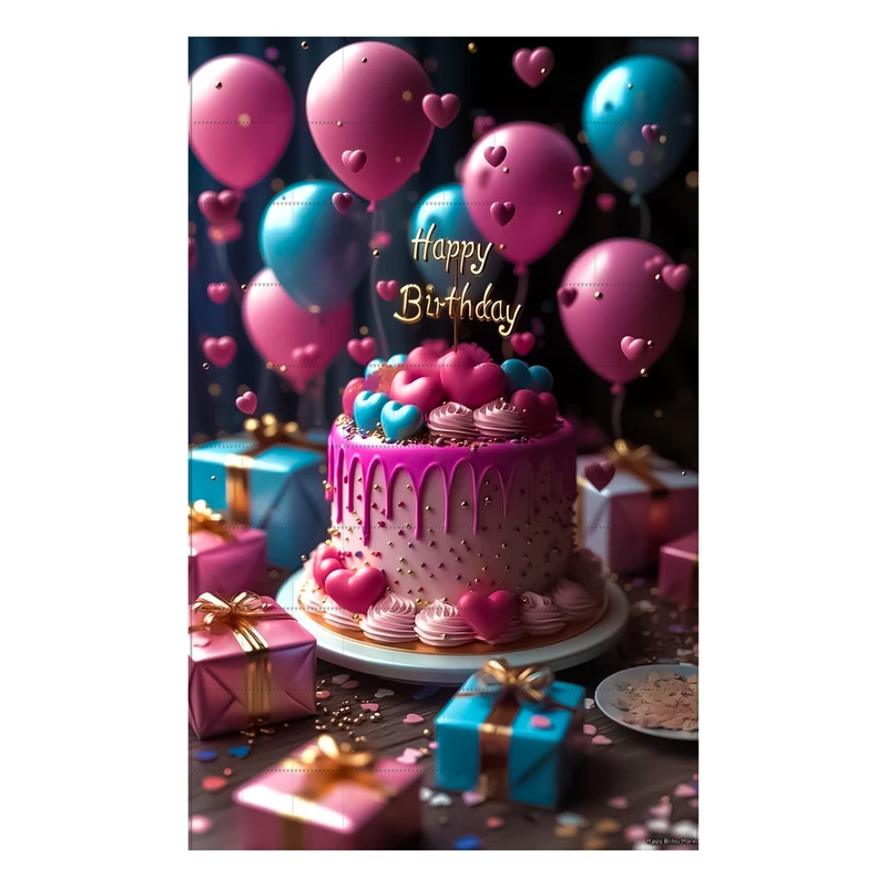 برچسب مدل تولد طرح کیک و بادکنک کد 10000