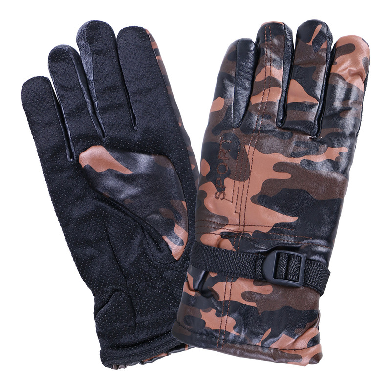 دستکش موتور سواری مدل چرم مصنوعی داخل خز