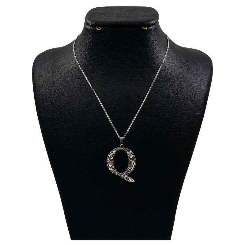 گردنبند نقره زنانه دلی جم طرح Q کد D 679