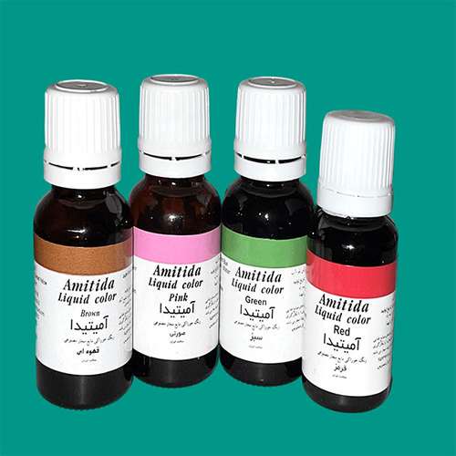  رنگ خوراکی قرمز و سبز وصورتی و قهوه ای آمیتیدا - 200 گرم بسته 4 عددی
