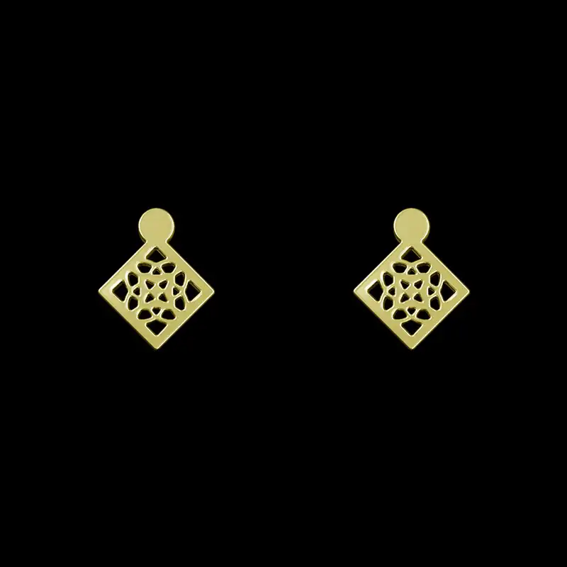 گوشواره طلا 18 عیار زنانه مدوپد مدل هندسی کد GA1-14930