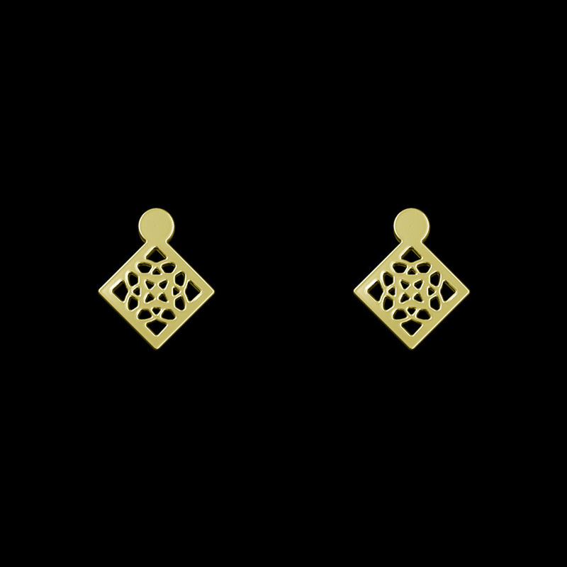 گوشواره طلا 18 عیار زنانه مدوپد مدل هندسی کد GA1-14930