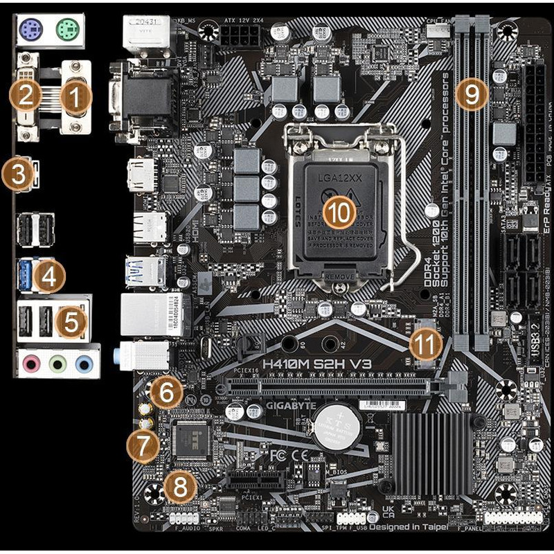 مادربرد گیگابایت مدل H410M S2H V3 rev. 1.0