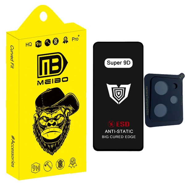 محافظ صفحه نمایش میبو مدل Super 9D مناسب برای گوشی موبایل شیائومی Poco X5 Pro به همراه محافظ لنز دوربین