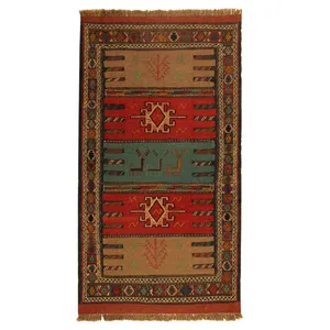 گلیم دستبافت یک و نیم متری کد 990783