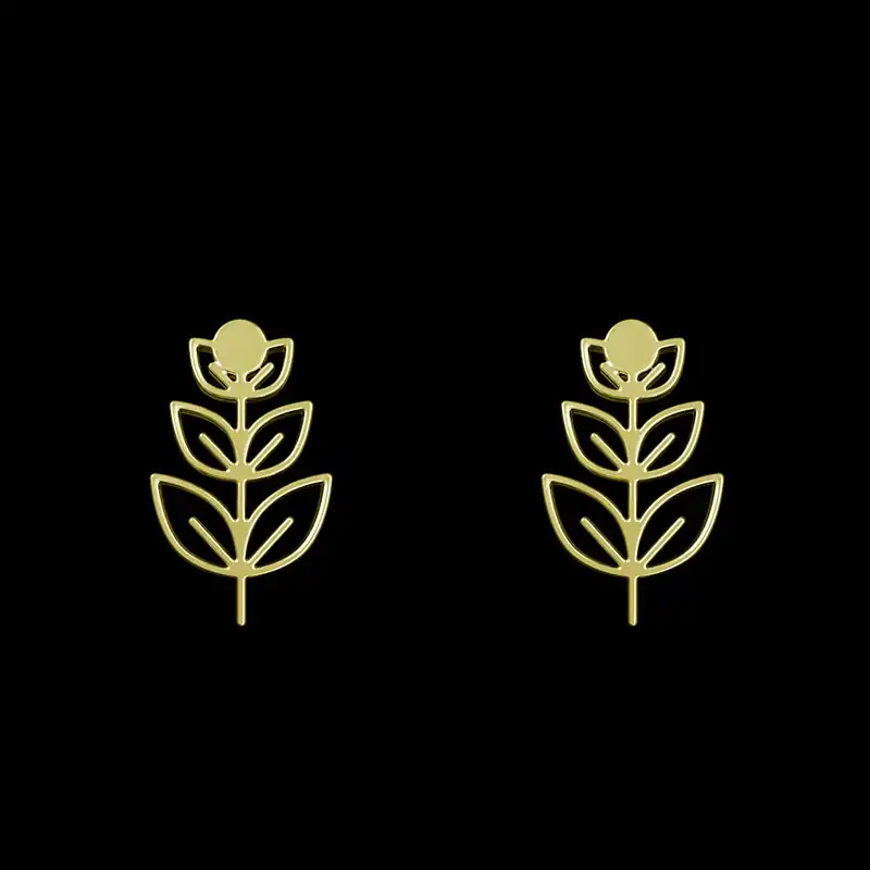 گوشواره طلا 18 عیار زنانه مدوپد مدل برگ کد GA1-15994