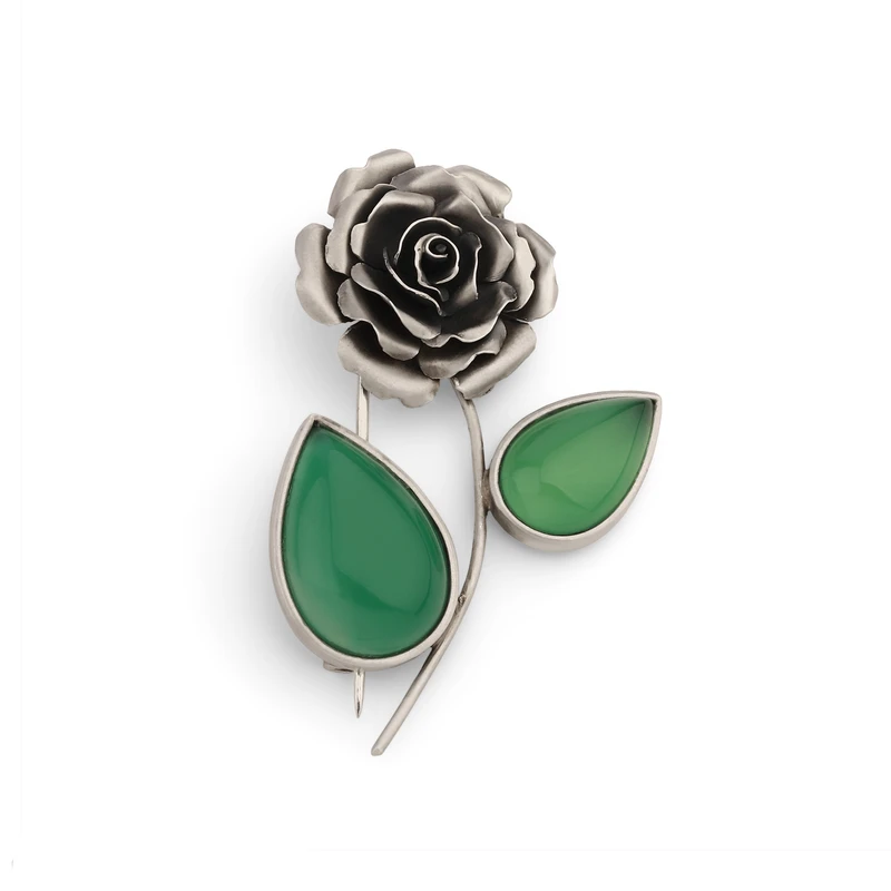 سنجاق سینه دست ساز زنانه مدل گل رز عقیق