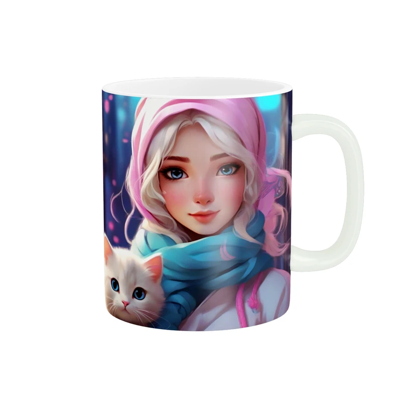 ماگ پاد آفرین طرح دخترانه مدل گربه کد 1195