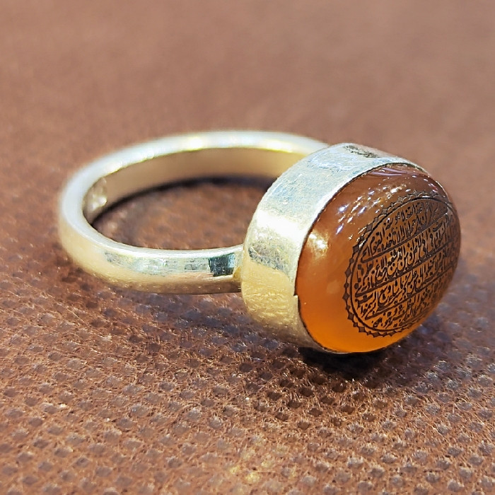 انگشتر نقره زنانه نقره جات بافندگان مدل یمنی خطی همراه با حرز امام جواد علیه السلام کد 22