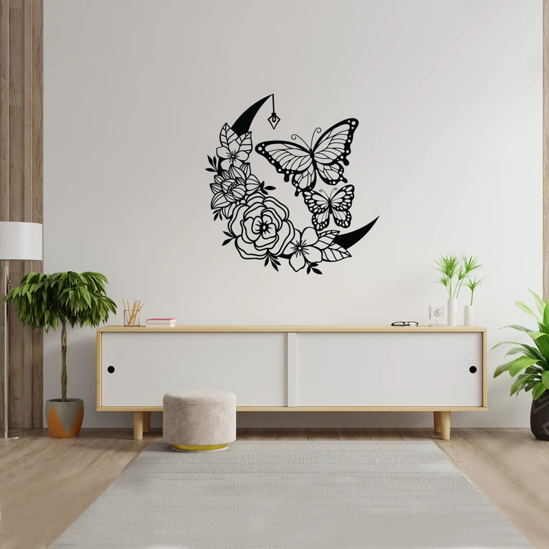 استیکر مدل ماه و پروانه