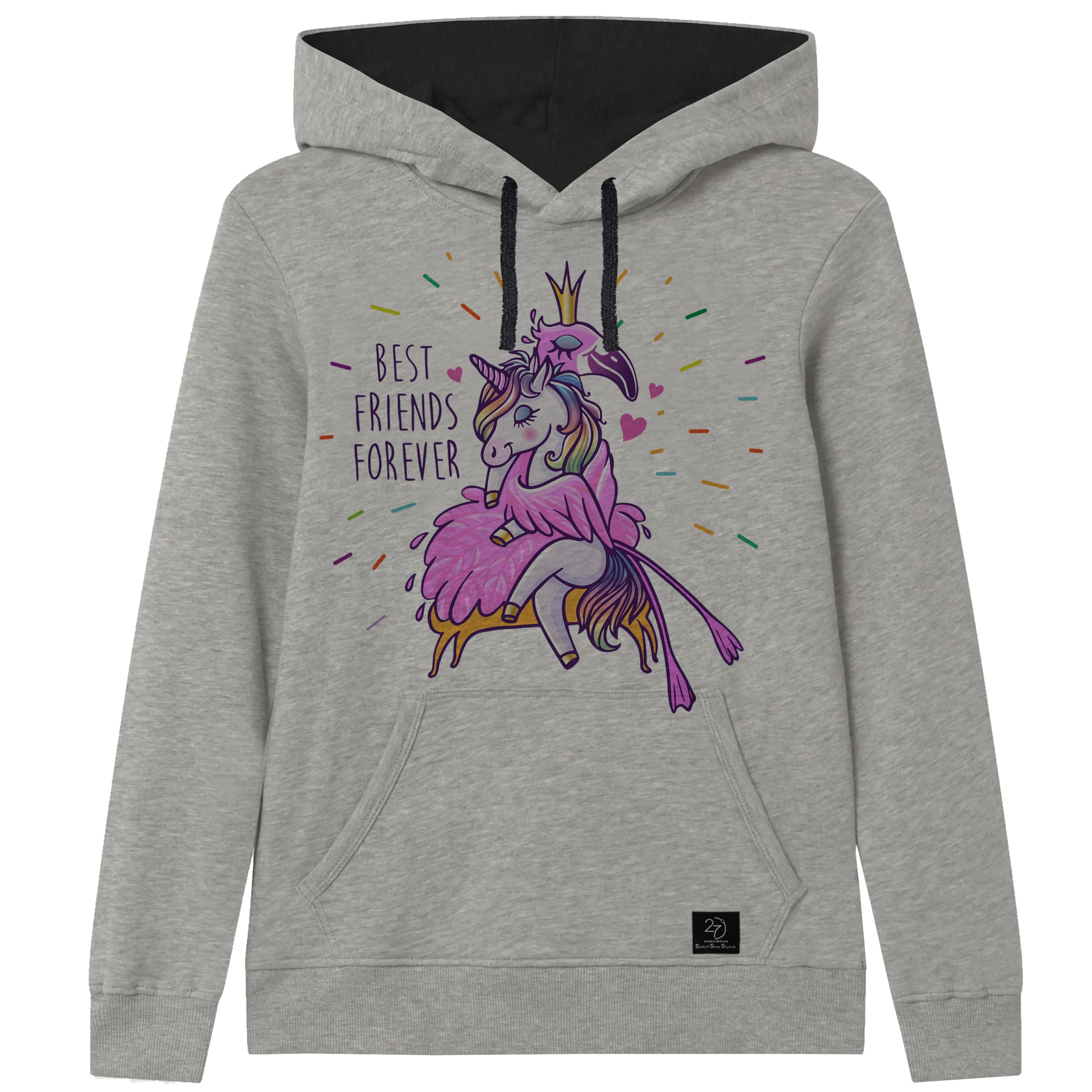 هودی دخترانه 27 مدل UNICORN کد J53 رنگ طوسی