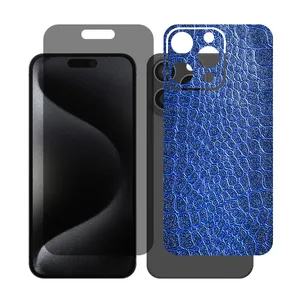Glass Together model privacy screen protector suitable for Apple iPhone 15 Pro Max mobile phone with cover sticker on the back of the phone